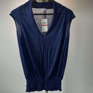 To The Max Navy Blue Sleeveless Blouse
